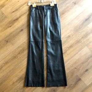 Theory black leather pants- never worn! Size 0.